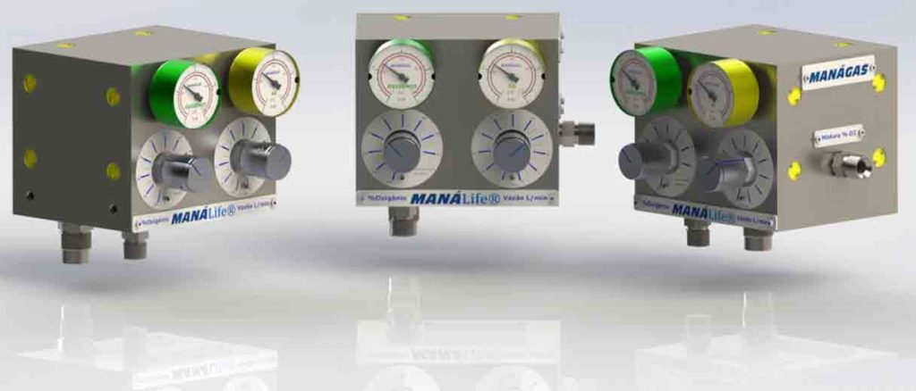 Blender Misturador de Ar x O2 - Circulação Extracorpórea - Misturador de Gases Hospitalar Medicinal